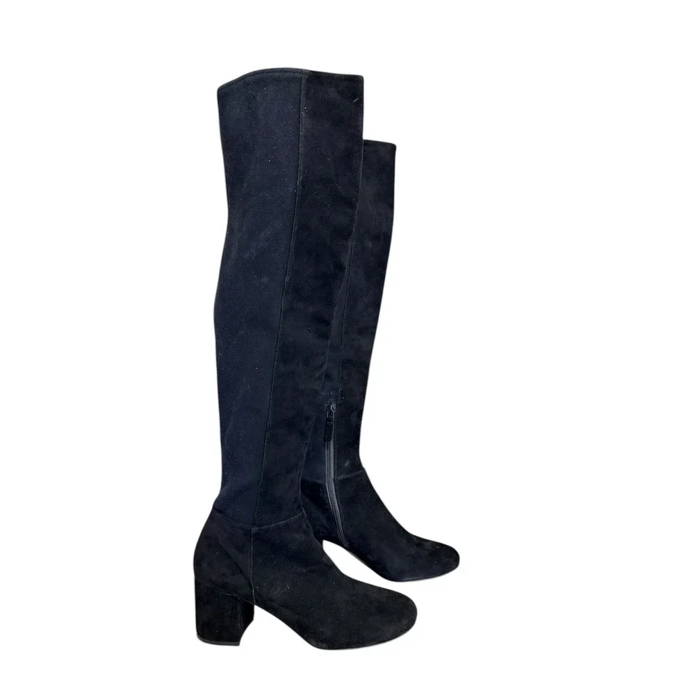 Cole Haan Elnora Black Suede Over The Knee Block‎ Heel Boots 8.5B